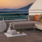 Modern Design Outdoor Corner Sofa in Dove Grey or White Fabric - Ontario3 Viadurini