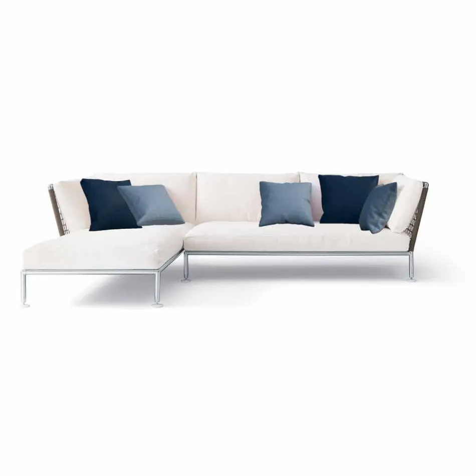 Modern Design Outdoor Corner Sofa in Dove Grey or White Fabric - Ontario3 Viadurini