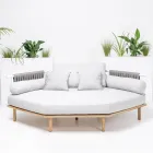 Hexagonal Garden Corner Sofa in Teak and Rope - Bellatrix Viadurini