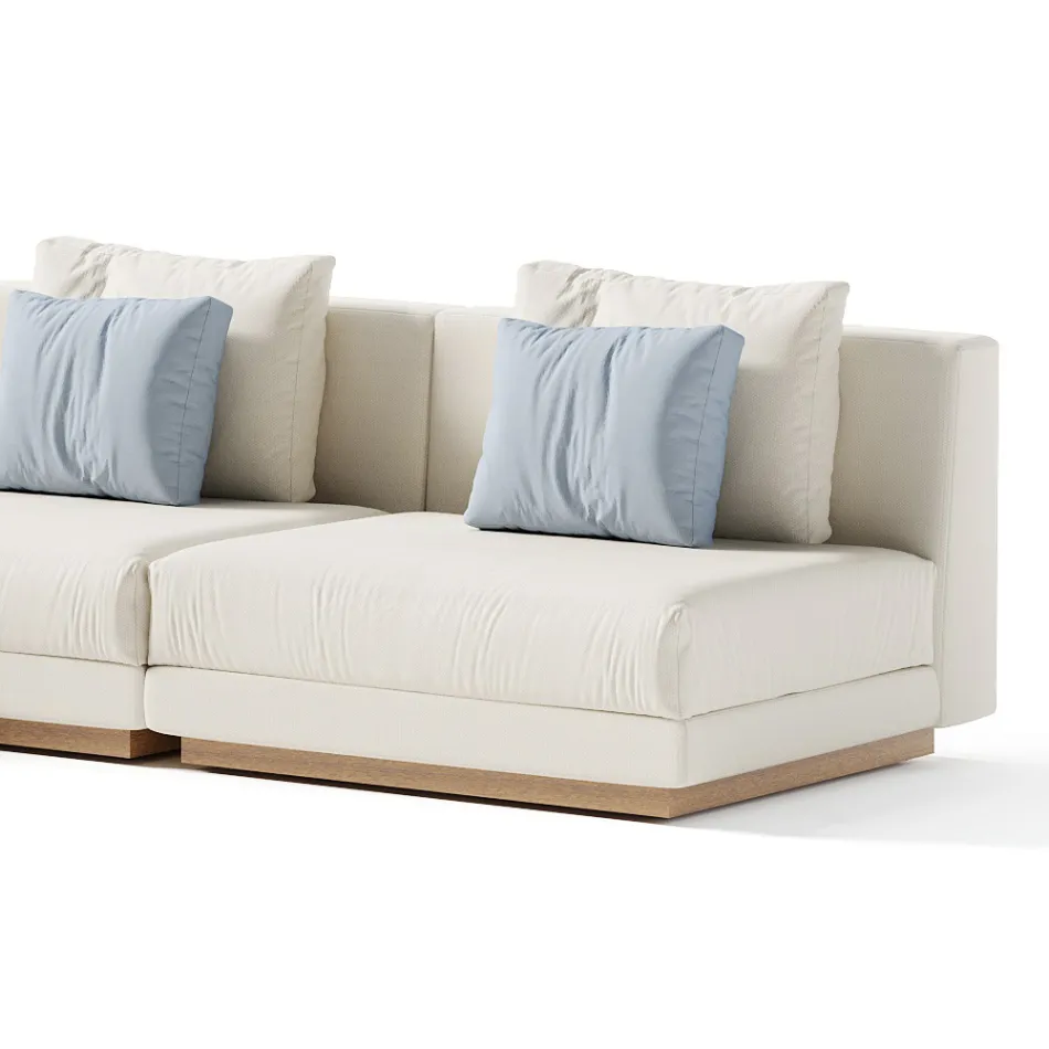 Modular Outdoor Sofa in Upholstered Fabric Made in Italy - Rubik Viadurini