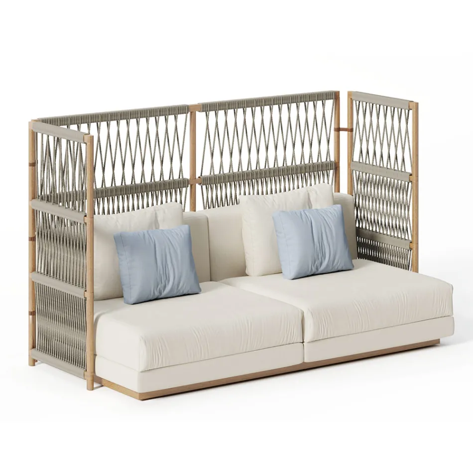 Sectional Garden Sofa with C-shaped Structure in Wood Made in Italy - Rubik Viadurini