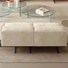 Sofa with Extra-clear Glass Base and Fabric Seat Made in Italy - Rory Viadurini