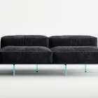 Sofa with Extra-clear Glass Base and Fabric Seat Made in Italy - Rory Viadurini