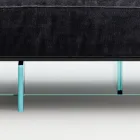 Sofa with Extra-clear Glass Base and Fabric Seat Made in Italy - Rory Viadurini