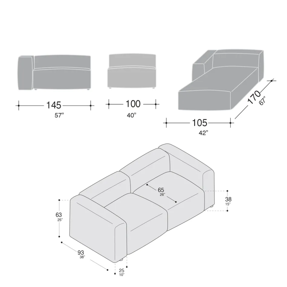 Sofa with Indoor Peninsula in Expanded Polyurethane - Buffo Viadurini