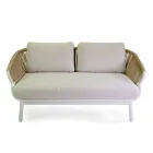 Sofa with Armchairs and Coffee Table in White Aluminium for the Garden - Tenda Viadurini