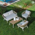 Sofa with Armchairs and Coffee Table in White Aluminium for the Garden - Tenda