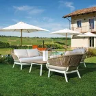 Sofa with Armchairs and Coffee Table in White Aluminium for the Garden - Tenda Viadurini