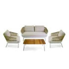 Sofa with Armchairs and Coffee Table in White Aluminium for the Garden - Tenda Viadurini