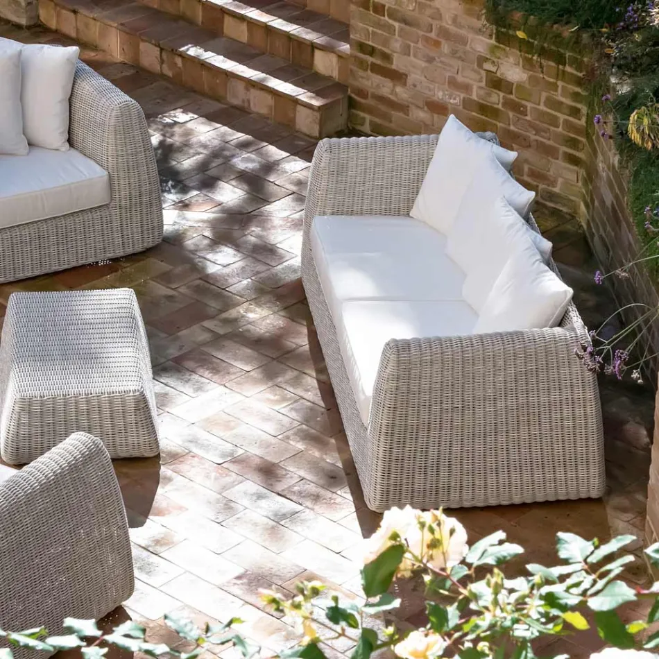 3 Seater Outdoor Sofa in Woven Polyrattan - Charlie Viadurini