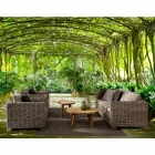 Homemotion - Ceara 3 Seater Design Outdoor Sofa in Wood and Rattan Viadurini