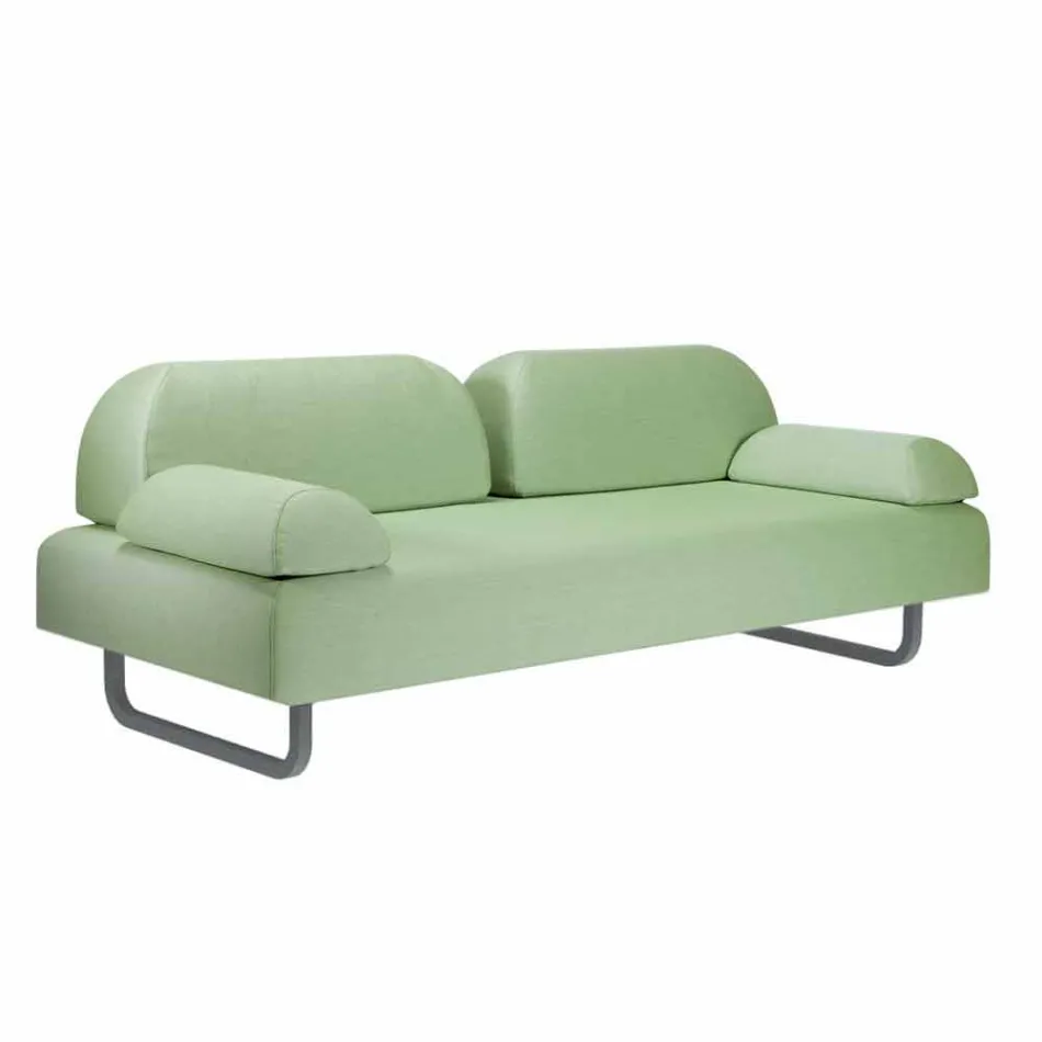 3 Seater Design Sofa in Metal and Fabric Made in Italy - Selia Viadurini
