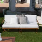 3 Seater Outdoor Sofa in Natural Wood or Black and Luxury Fabric - Suzana Viadurini