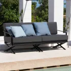 3 Seater Outdoor Sofa in Natural Wood or Black and Luxury Fabric - Suzana Viadurini
