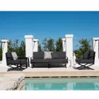 3 Seater Outdoor Sofa in Natural Wood or Black and Luxury Fabric - Suzana Viadurini