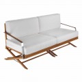 3 Seater Outdoor Sofa in Natural Wood or Black and Luxury Fabric - Suzana
