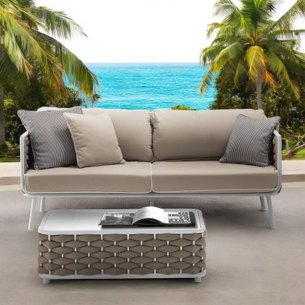 Outdoor Sofa in Aluminium and Hand Woven Fabric - Reda Viadurini