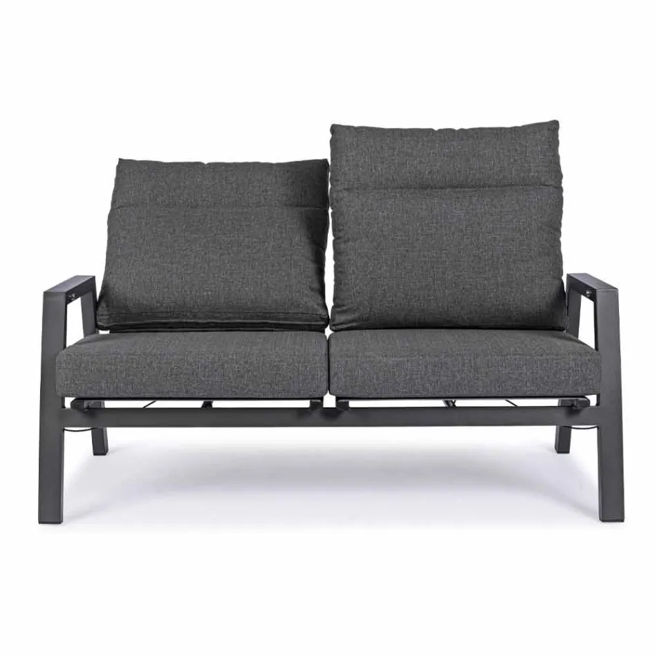 Outdoor Sofa in Fabric and Aluminium with Reclining Backrest - Nathy Viadurini