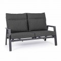 Outdoor Sofa in Fabric and Aluminium with Reclining Backrest - Nathy