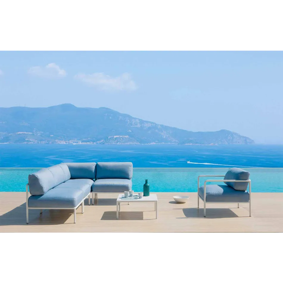 Modular Corner Sofa in Metal and Fabric Made in Italy - Cola Viadurini