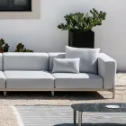 3 Seater Garden Sofa with Chaise Longue in Aluminium and Fabric - Filomena Viadurini