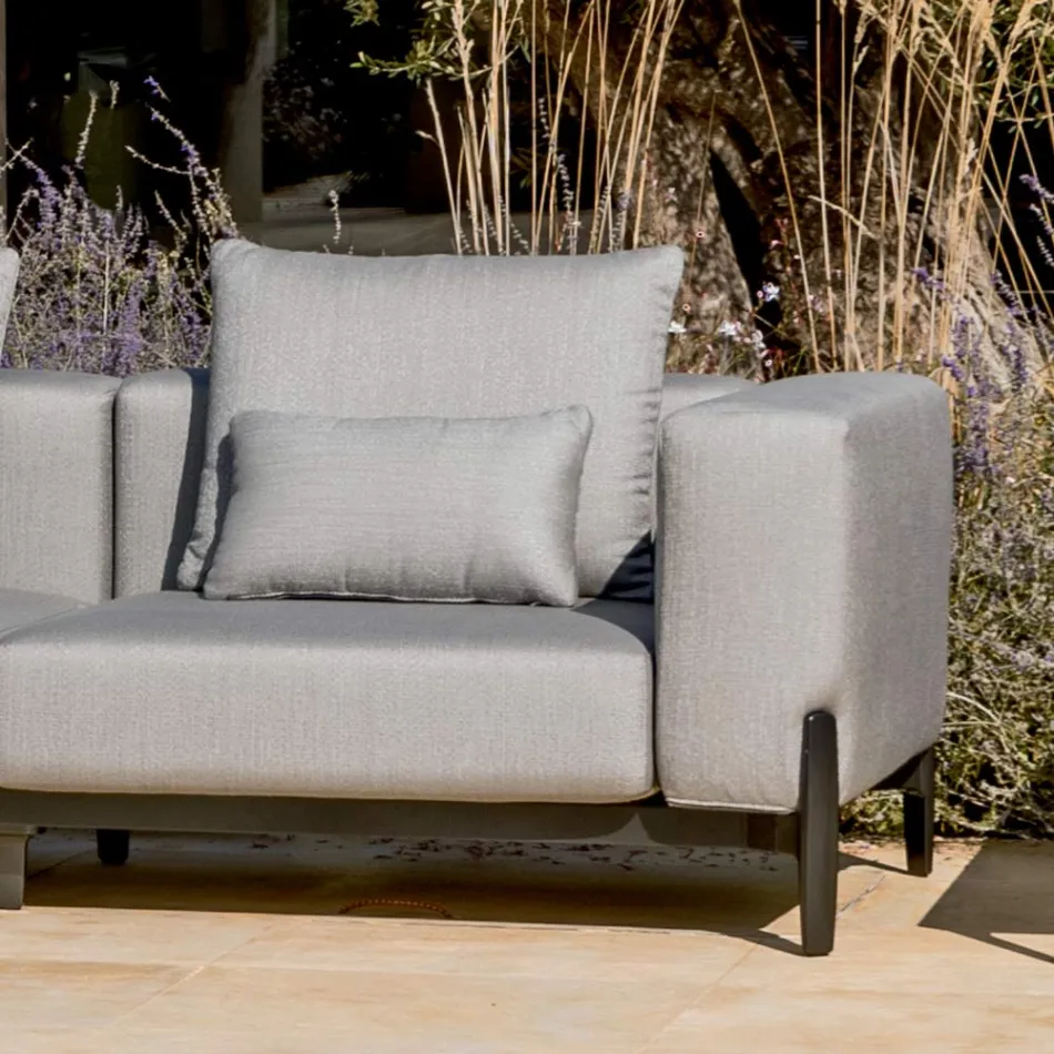 3 Seater Garden Sofa with Chaise Longue in Aluminium and Fabric - Filomena Viadurini