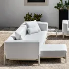 3 Seater Garden Sofa with Chaise Longue in Aluminium and Fabric - Filomena Viadurini