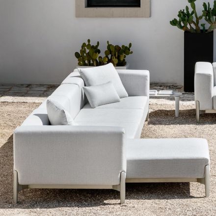 3 Seater Garden Sofa with Chaise Longue in Aluminium and Fabric - Filomena Viadurini