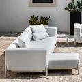 3 Seater Garden Sofa with Chaise Longue in Aluminium and Fabric - Filomena