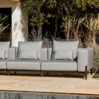 3-Seater Garden Sofa with Luxury Pouf in Aluminium and Fabric - Filomena Viadurini