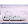 3 Seater Garden Sofa with Luxury Pouf in Aluminium and Fabric - Filomena