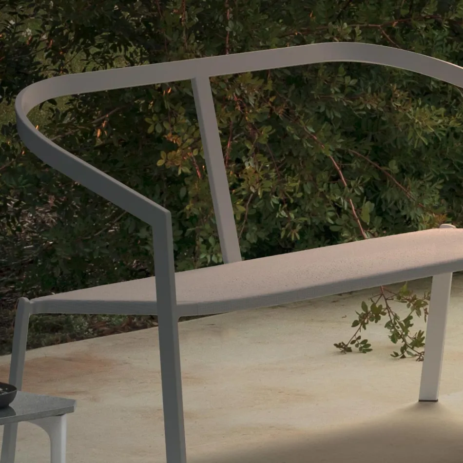 Garden Sofa with Aluminium Base and Textilene Seat Made in Italy - Maureen Viadurini