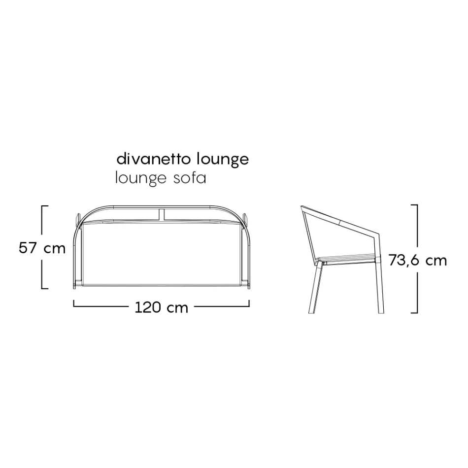Garden Sofa with Aluminium Base and Textilene Seat Made in Italy - Maureen Viadurini