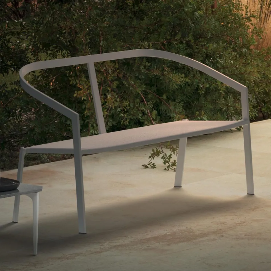 Garden Sofa with Aluminium Base and Textilene Seat Made in Italy - Maureen Viadurini