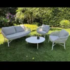 Garden Sofa in Aluminium, Rope and Marsala or White Fabric - Brise Viadurini