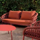 Garden Sofa in Aluminium, Rope and Marsala or White Fabric - Brise Viadurini