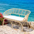 Garden Sofa in Aluminium and Polyrattan Weaving and Cushion - Ellide