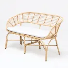 Garden Sofa in Aluminium and Polyrattan Weaving and Cushion - Ellide Viadurini