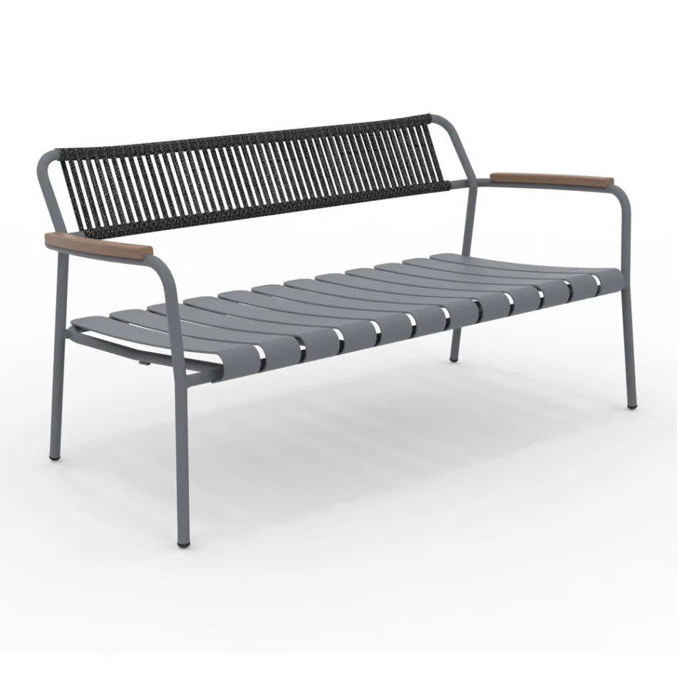 Aluminium Garden Sofa and Rope Backrest - Resplendent Viadurini