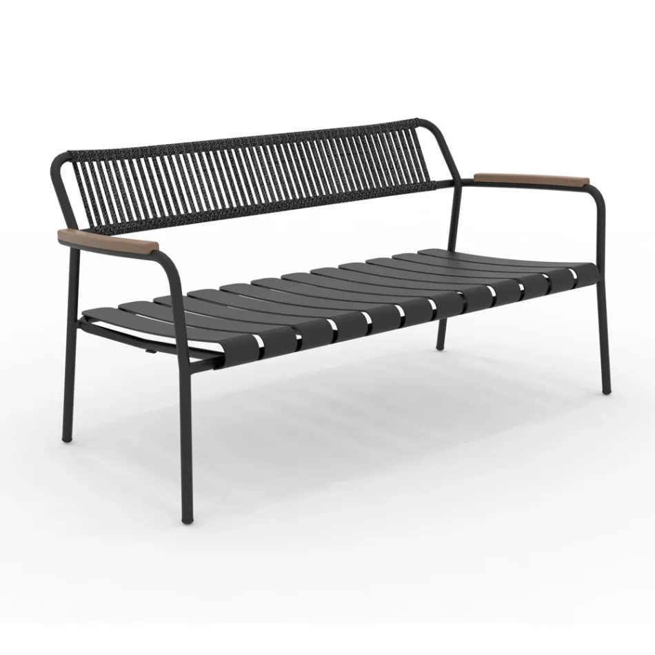Aluminium Garden Sofa and Rope Backrest - Resplendent Viadurini