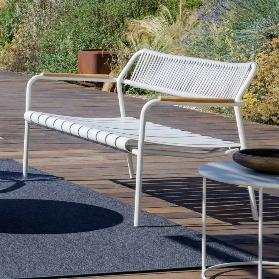 Aluminium Garden Sofa and Rope Backrest - Resplendent Viadurini