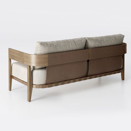 Garden Sofa in Teak Wood and Fabric Made in Italy - Briga Viadurini
