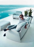 Modern garden sofa Pezzettina by Vondom, made with polyethylene