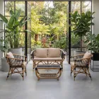 Garden Sofa in Natural Rattan with Cushions Included - Catelyn Viadurini