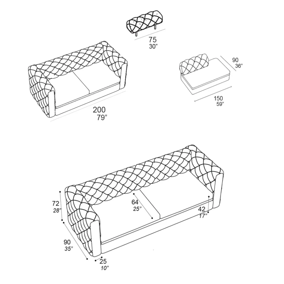 Indoor Sofa with Reclining Headrest Made in Italy - Unleashed Viadurini