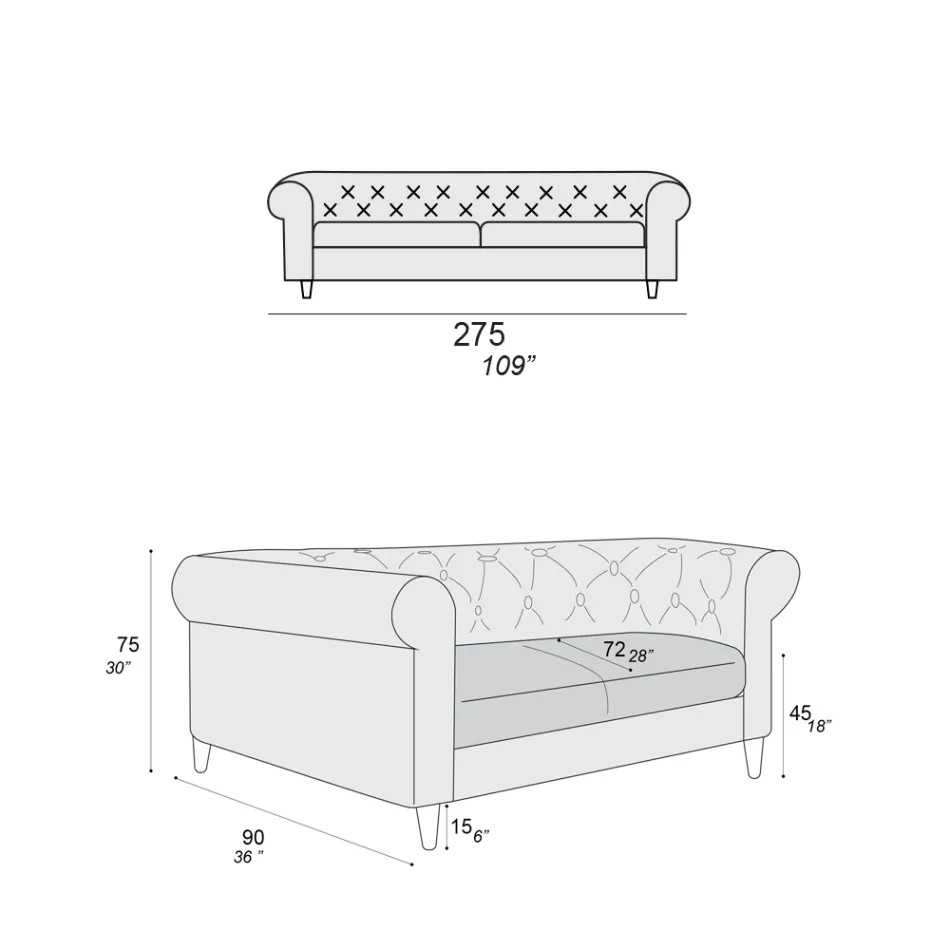 Indoor Sofa Available in Different Sizes Made in Italy - Vivace Viadurini