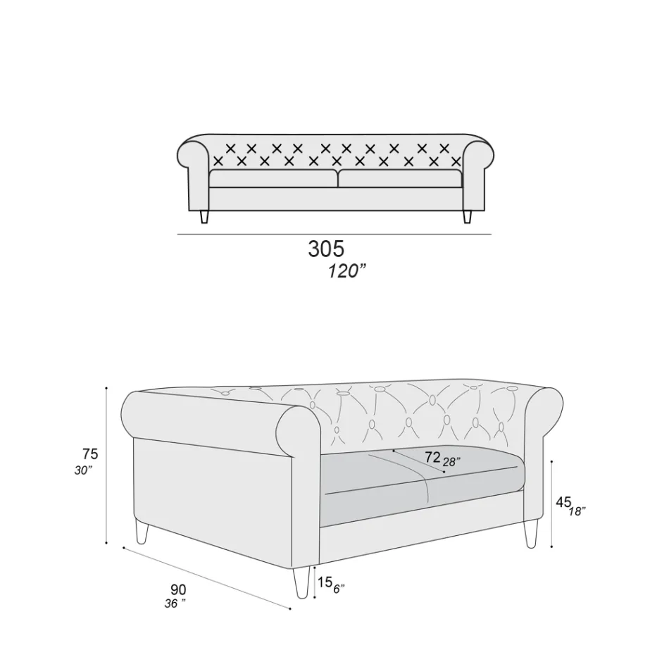 Indoor Sofa Available in Different Sizes Made in Italy - Vivace Viadurini
