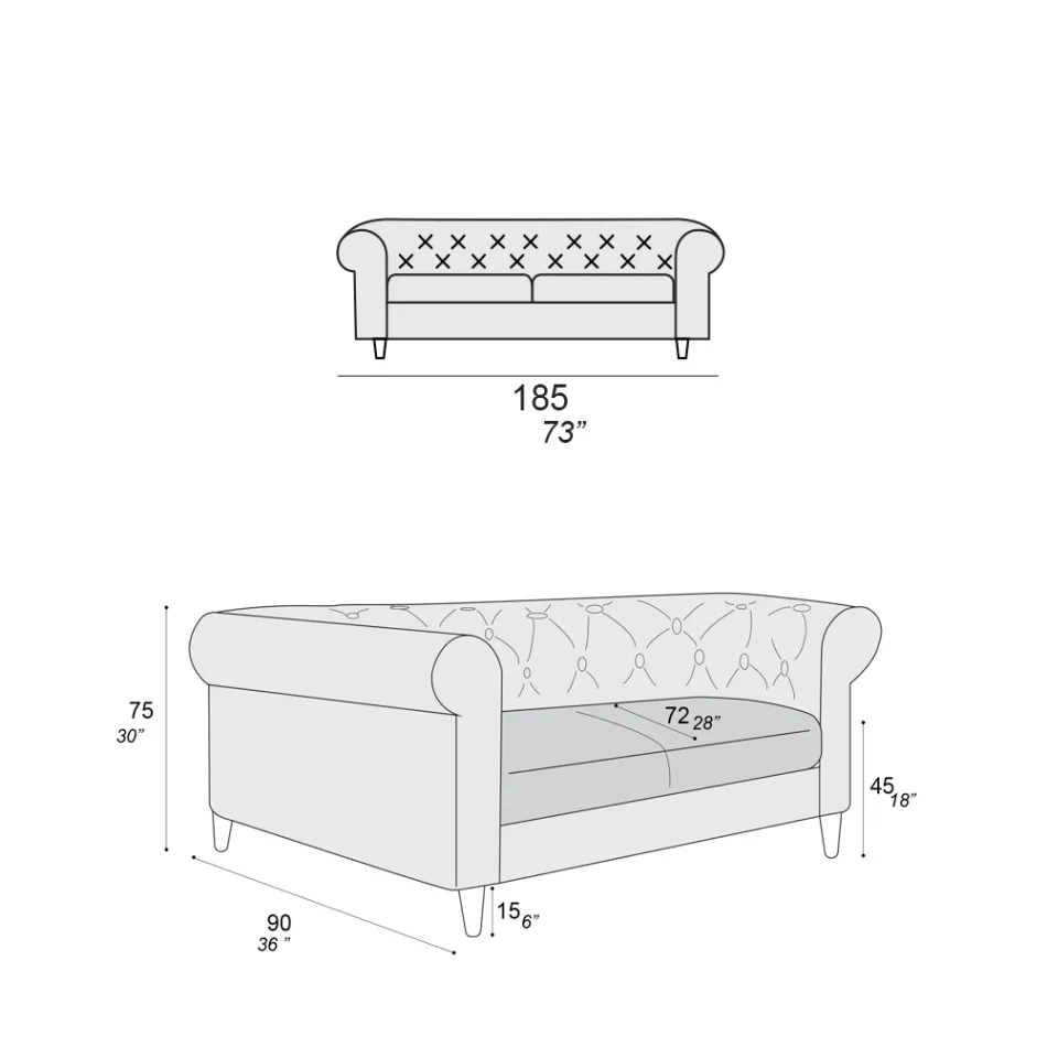 Indoor Sofa Available in Different Sizes Made in Italy - Vivace Viadurini