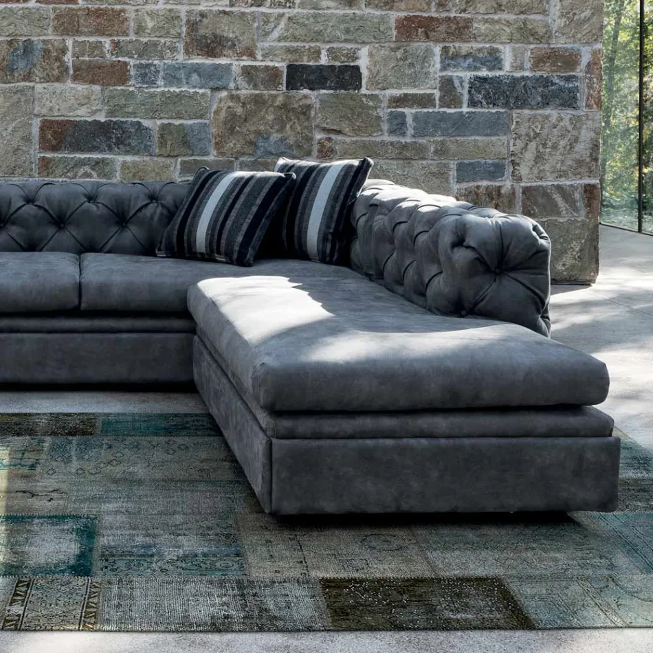 Lounge Sofa with Reclining Headrest and Peninsula - Unleashed Viadurini