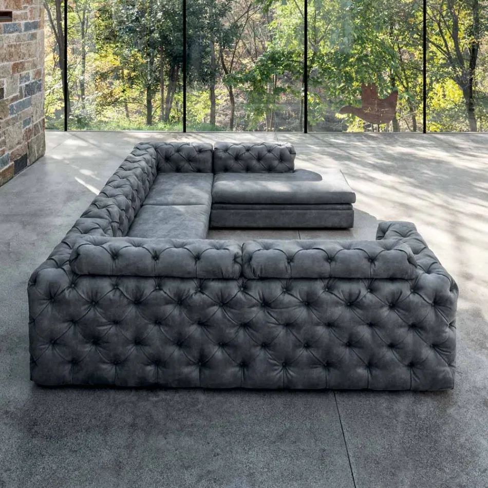 Lounge Sofa with Reclining Headrest and Peninsula - Unleashed Viadurini